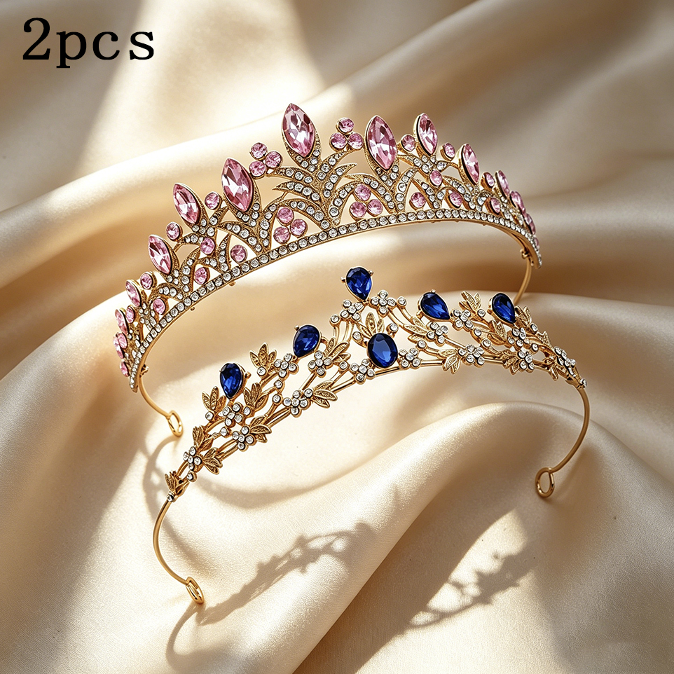 Women Accessories Set - 2 Pack Leaf Rhinestone Gold Plated