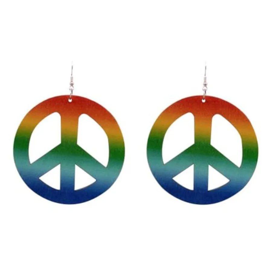 Women'S Accessories In The 60S - Hippie Colorful Love Peace Sign Drop