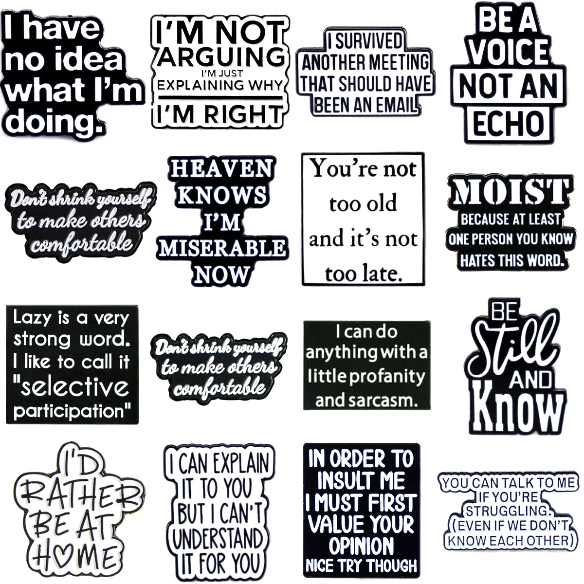 Women Accessories Quotes - Funny Inspirational Quotes Enamel Badge Letters