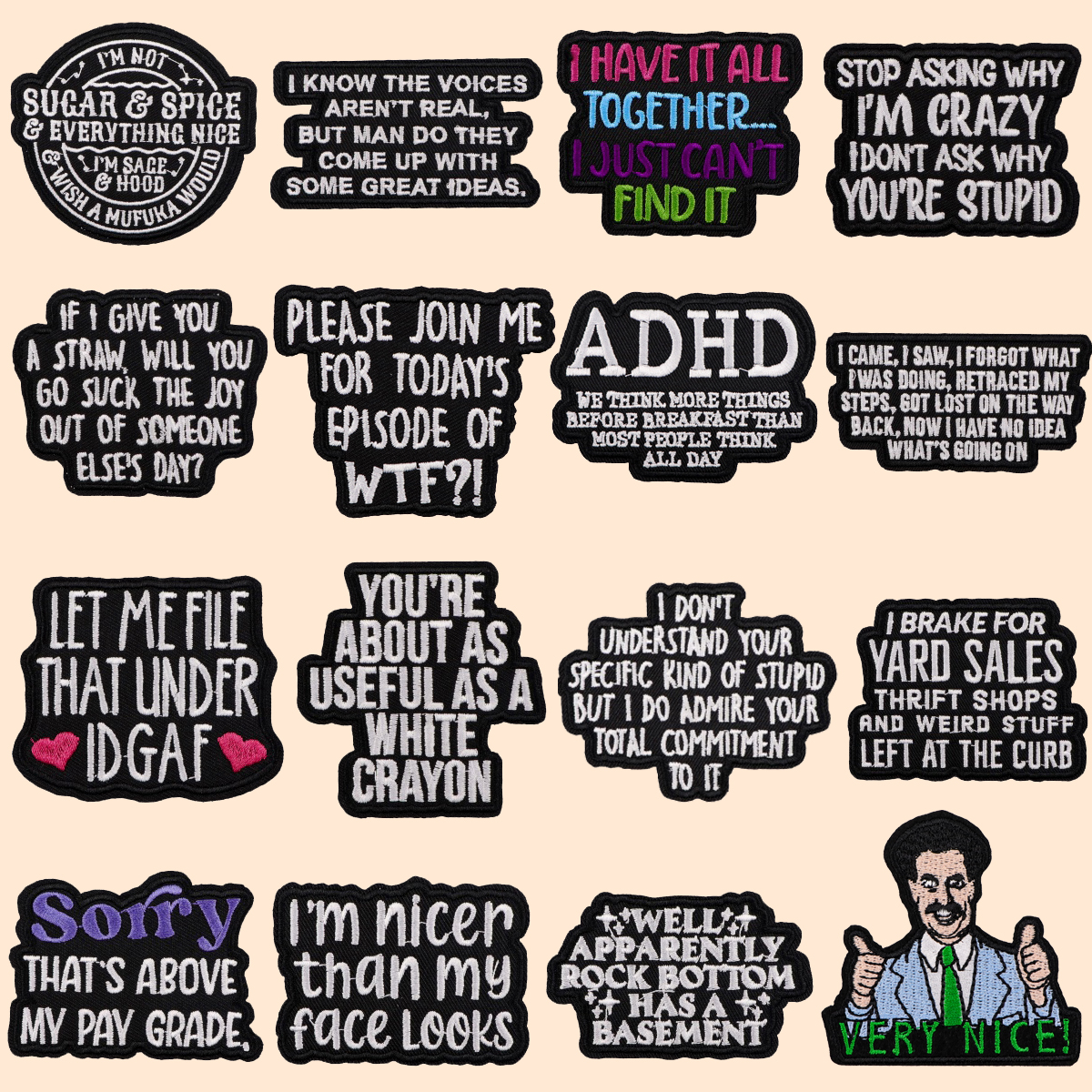 Women Accessories Quotes - VERY NICE Patches On Clothes ADHD