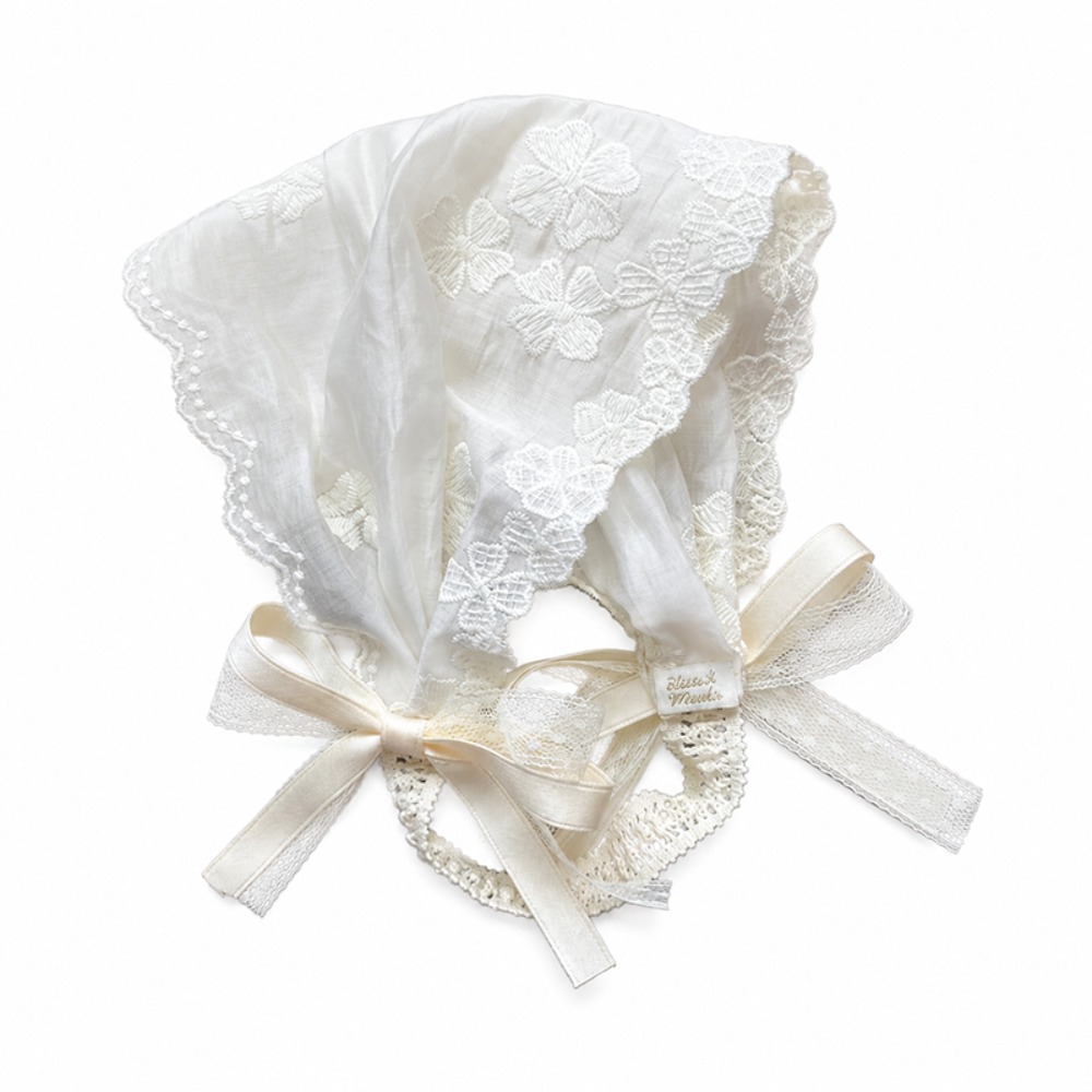 Hair Band Elastic - Wide Hollow Lace Headband White Flower
