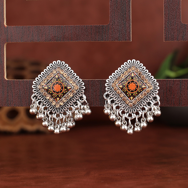 Vintage Ethnic Silver Color Sq - مراجعة Tassel Earrings Boho وسعره