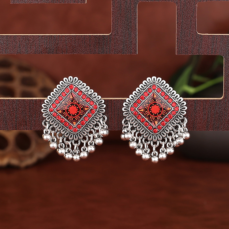Vintage Ethnic Silver Color Sq - مراجعة Tassel Earrings Boho وسعره