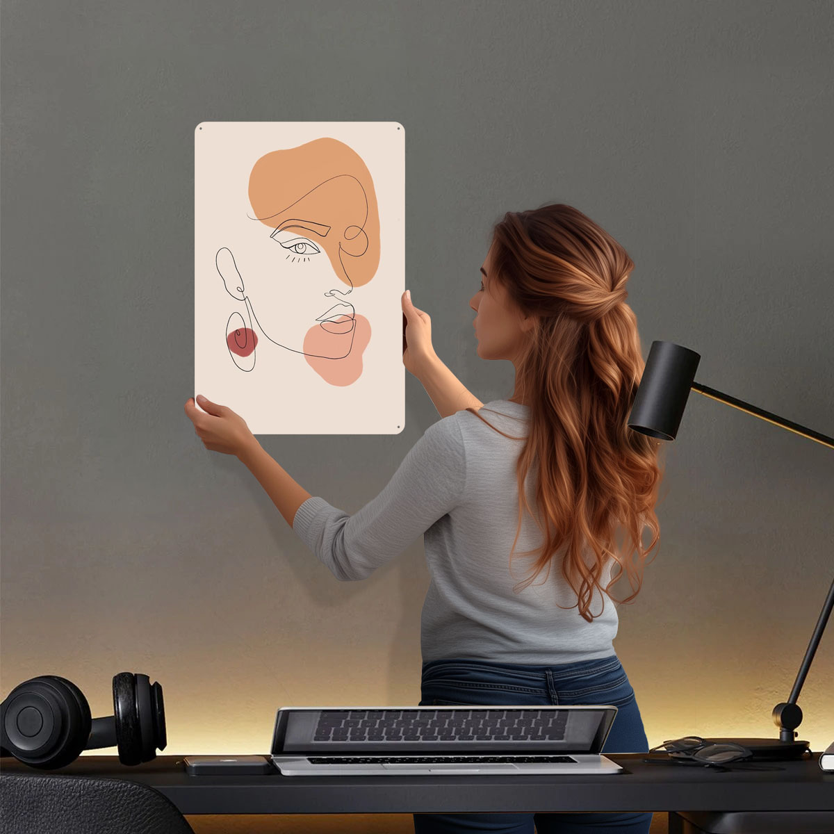 Abstract Line Art Woman Sign A - مراجعة Women Accessories Poster وسعره