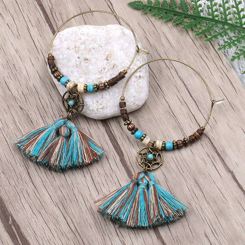Bohemian Dreamcatcher Cotton T - مراجعة Tassel Earrings Boho وسعره