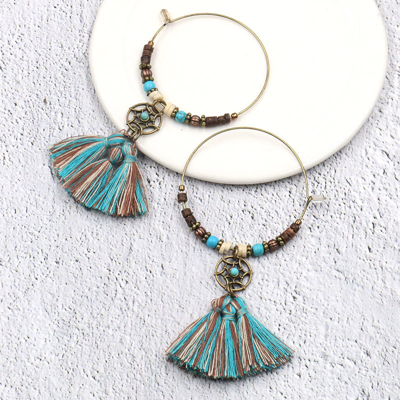 Bohemian Dreamcatcher Cotton T - مراجعة Tassel Earrings Boho وسعره