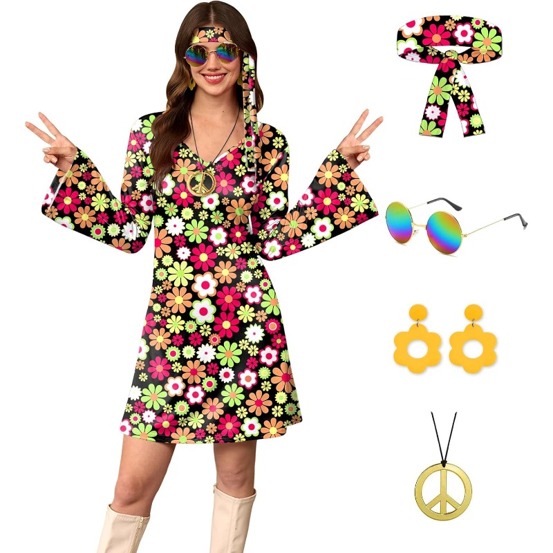 Women's 5 Pcs Halloween 70s Hi - مراجعة Women'S Accessories In The 60S وسعره