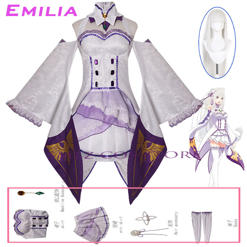 Emilia Cosplay Anime Re Zero K - مراجعة Women Accessories Set وسعره
