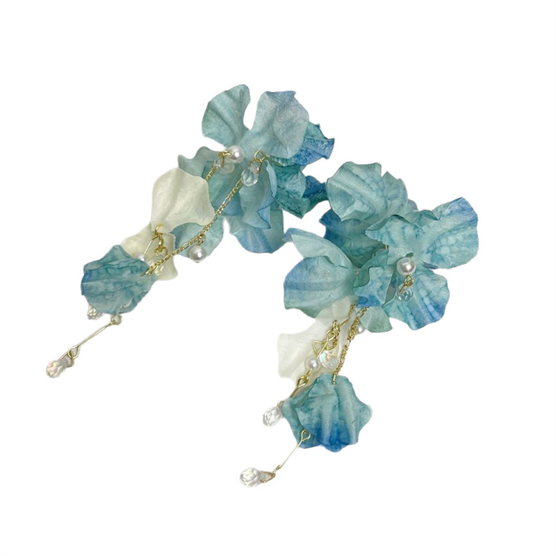 Boho Fashion Blue Flower Long  - مراجعة Tassel Earrings Boho وسعره