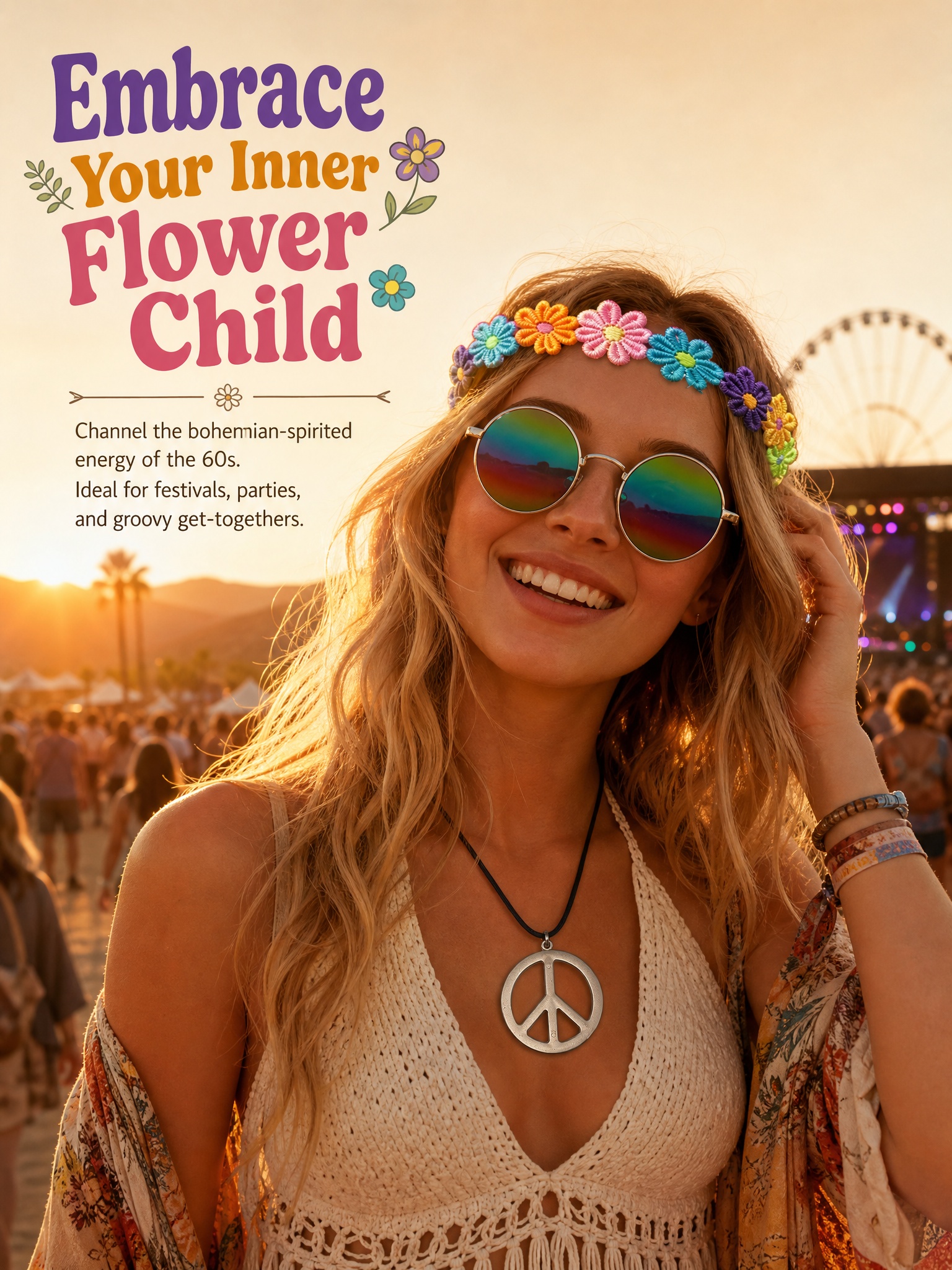 3-Piece Hippie Style Accessory - مراجعة Women'S Accessories In The 60S وسعره