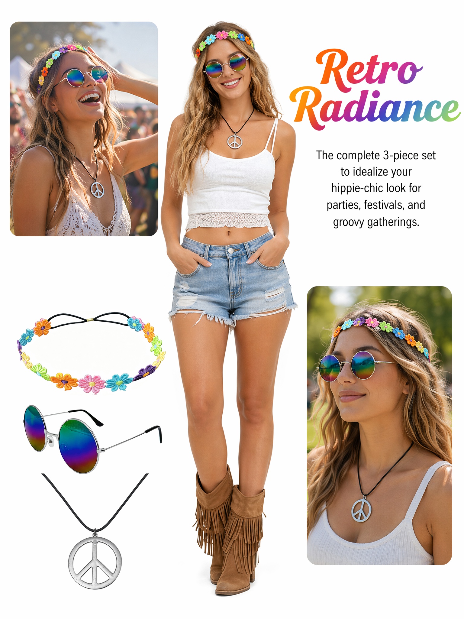 3-Piece Hippie Style Accessory - مراجعة Women'S Accessories In The 60S وسعره