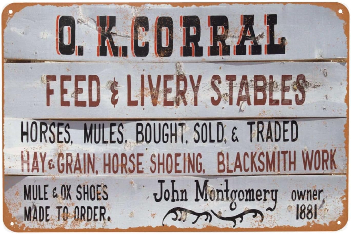 Vintage Metal Sign, OK Corral  - مراجعة Women Accessories Poster وسعره