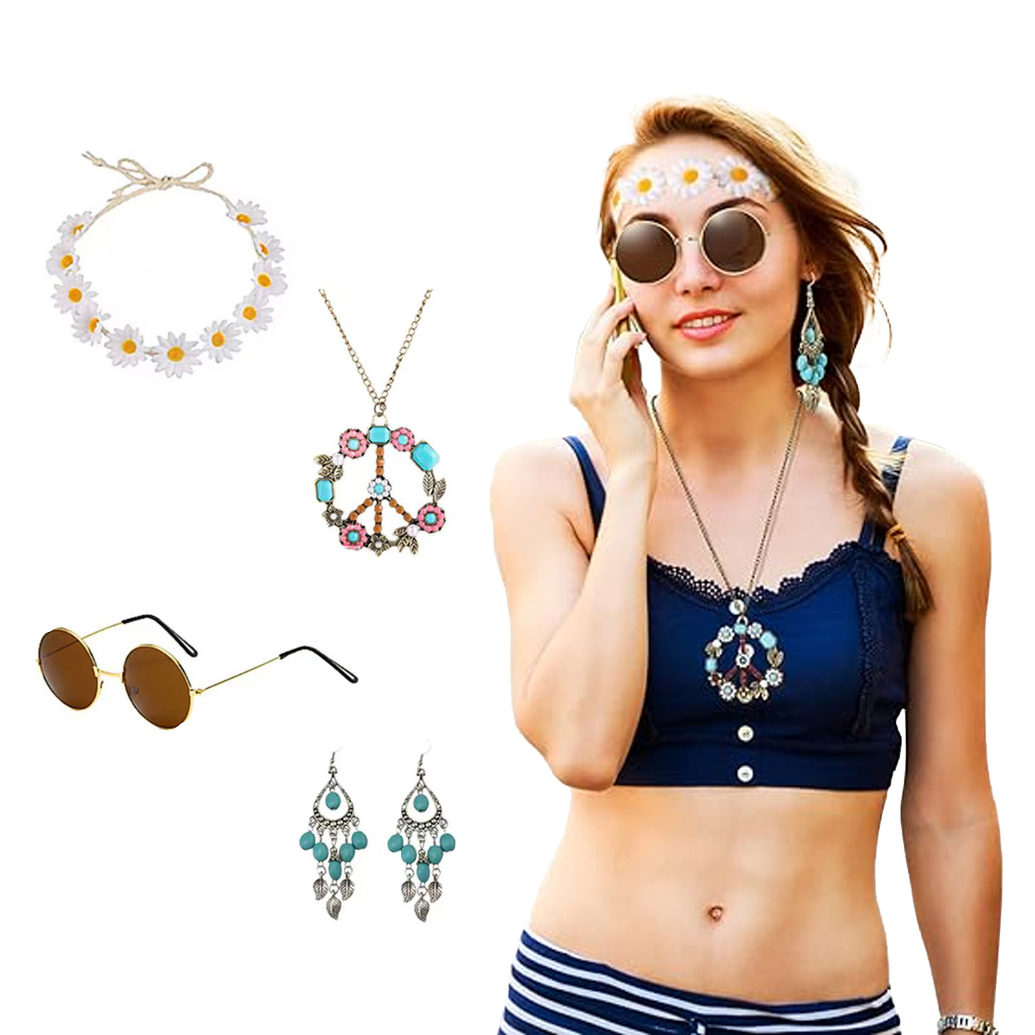 PESENAR Hippie Costume Accesso - مراجعة Women'S Accessories In The 60S وسعره