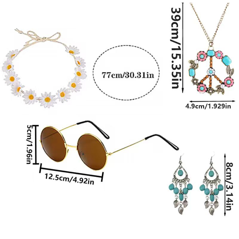 PESENAR Hippie Costume Accesso - مراجعة Women'S Accessories In The 60S وسعره