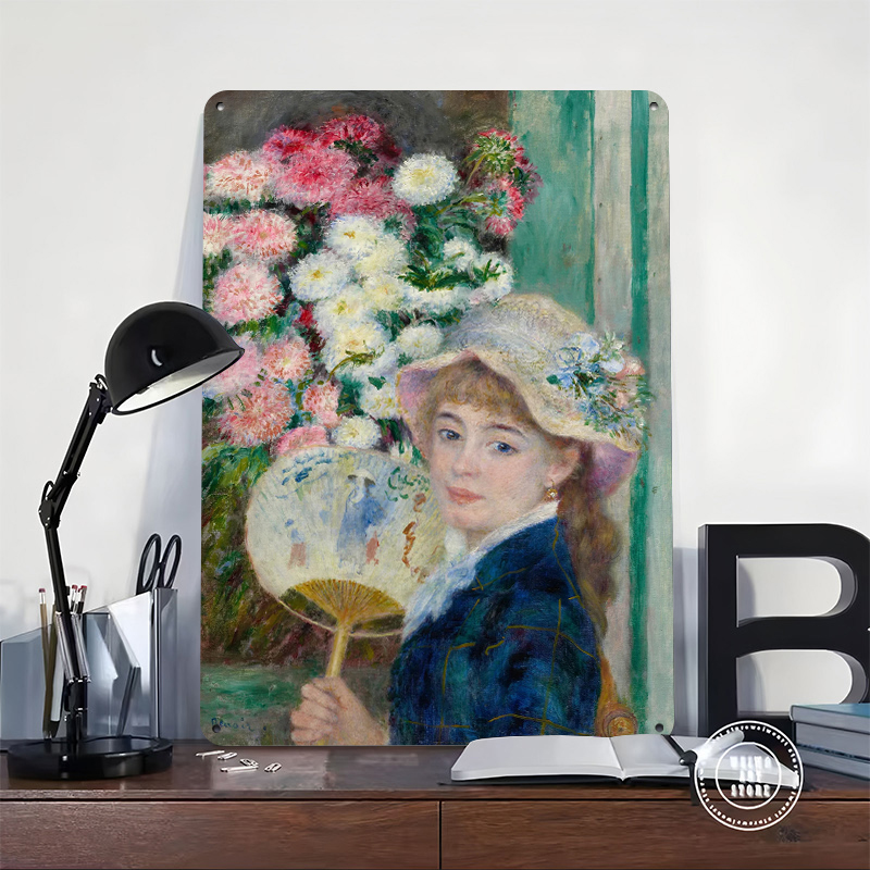 Young Woman With Fan and Flowe - مراجعة Women Accessories Poster وسعره