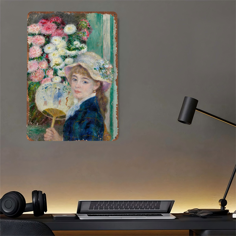 Young Woman With Fan and Flowe - مراجعة Women Accessories Poster وسعره
