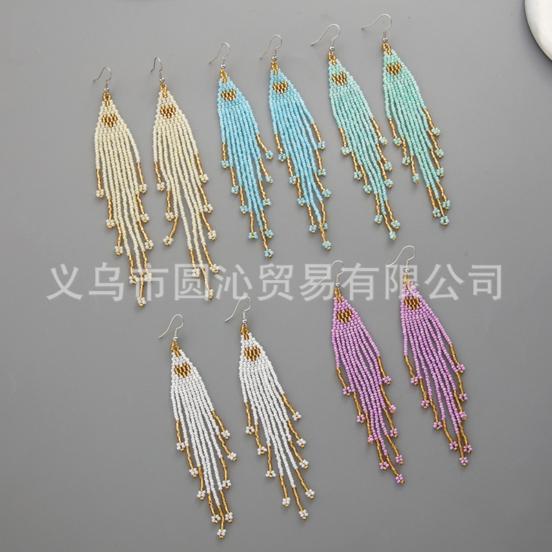 Bohemia Rice bead earrings Lon - مراجعة Tassel Earrings Boho وسعره