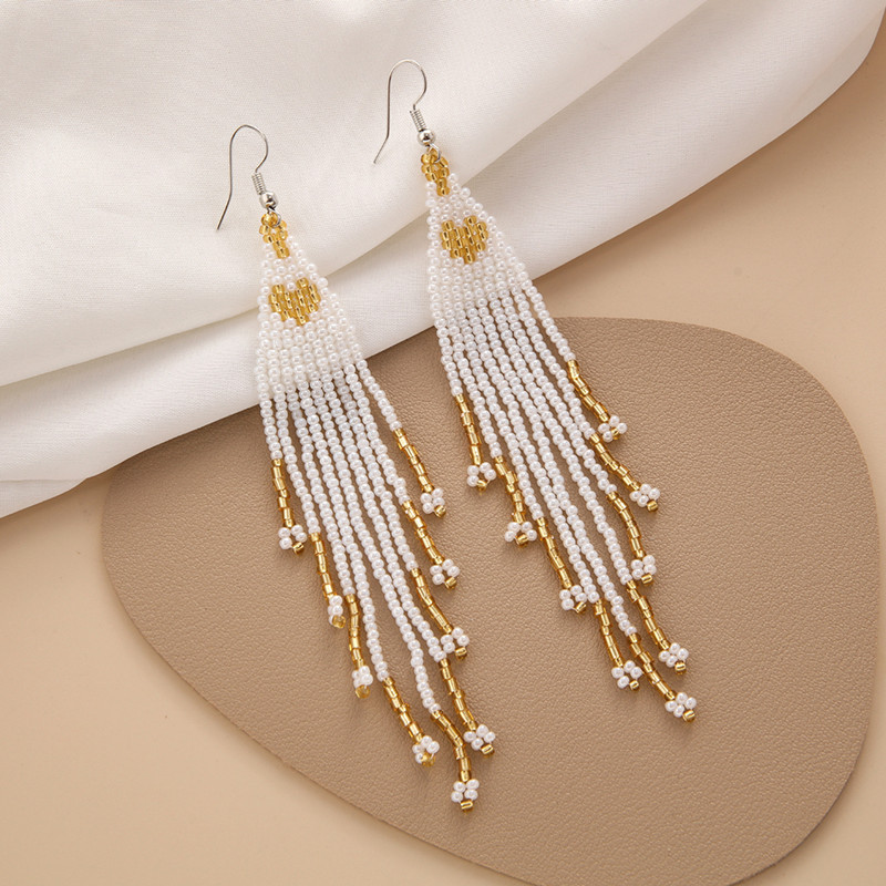 Bohemia Rice bead earrings Lon - مراجعة Tassel Earrings Boho وسعره