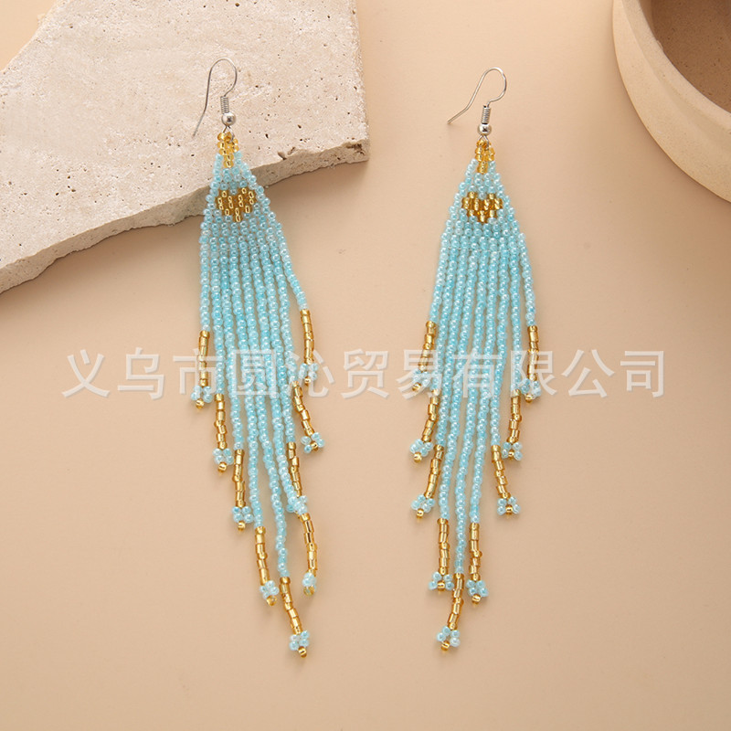 Bohemia Rice bead earrings Lon - مراجعة Tassel Earrings Boho وسعره