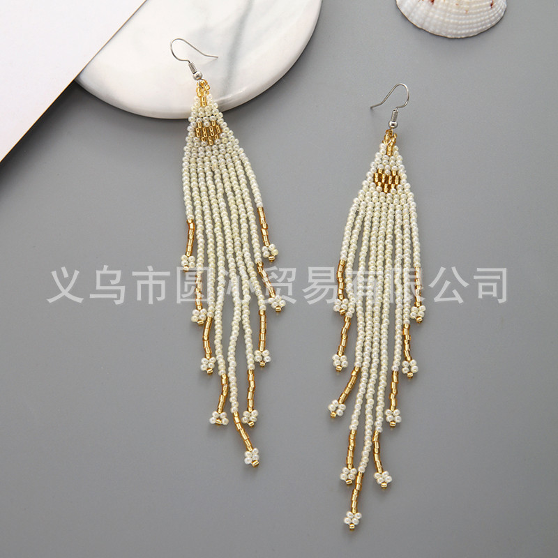 Bohemia Rice bead earrings Lon - مراجعة Tassel Earrings Boho وسعره