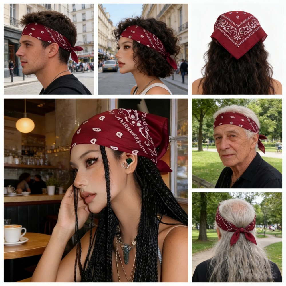 Retro Wine Red Square Bandana  - مراجعة Women'S Accessories Go Outdoors وسعره