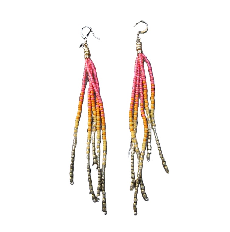 Rice bead earrings Gradient co - مراجعة Tassel Earrings Boho وسعره