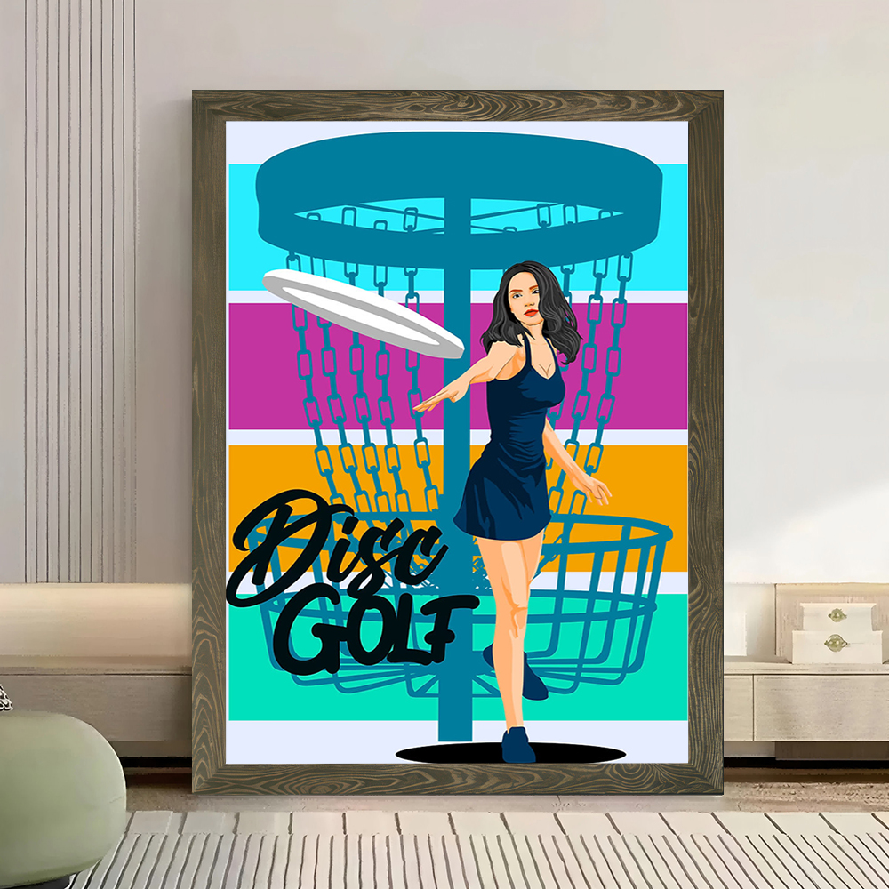 Disc Golf Woman Throwing Disc  - مراجعة Women Accessories Poster وسعره