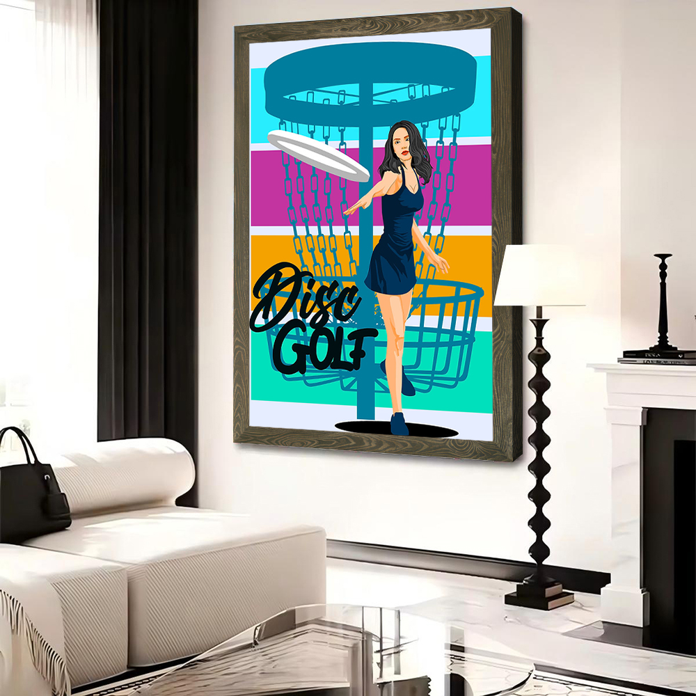 Disc Golf Woman Throwing Disc  - مراجعة Women Accessories Poster وسعره
