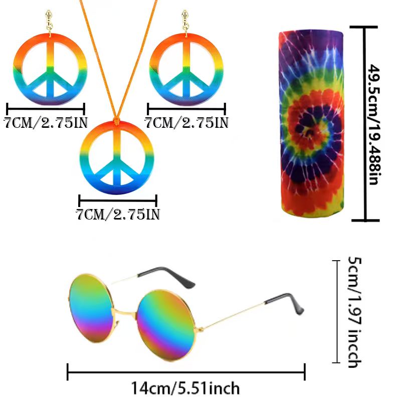 PESENAR Hippie Costume Set Gla - مراجعة Women'S Accessories In The 60S وسعره
