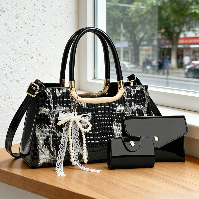 Women's Handbag Set, Crocodile - مراجعة Women Accessories Set وسعره
