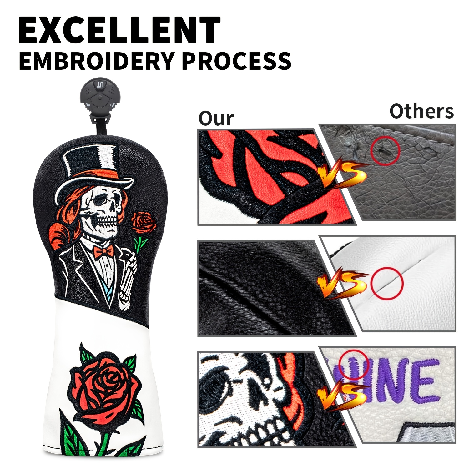 1pc/3pcs Top Hat Skull Rose Pa - مراجعة Women'S Golf Accessories وسعره