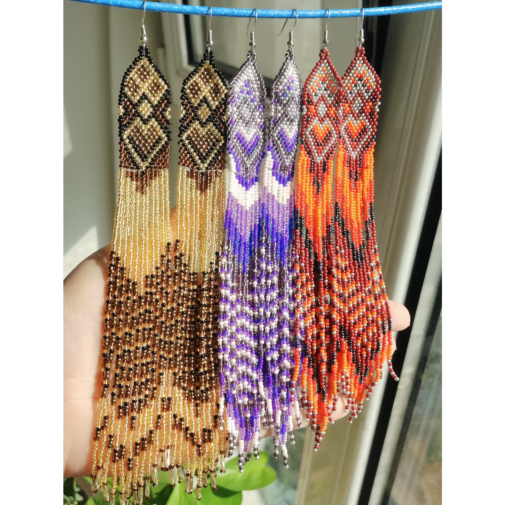 Beaded earrings Tassel Geometr - مراجعة Tassel Earrings Boho وسعره