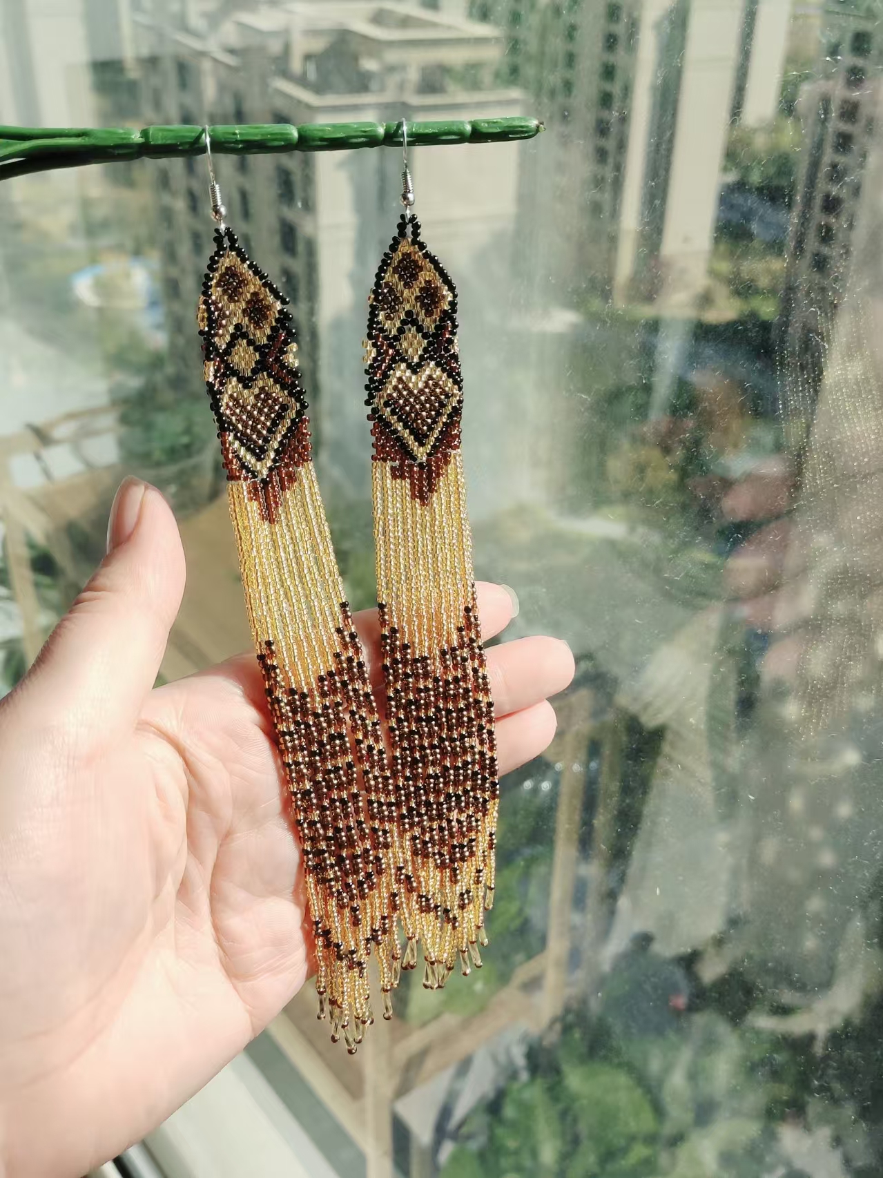 Beaded earrings Tassel Geometr - مراجعة Tassel Earrings Boho وسعره
