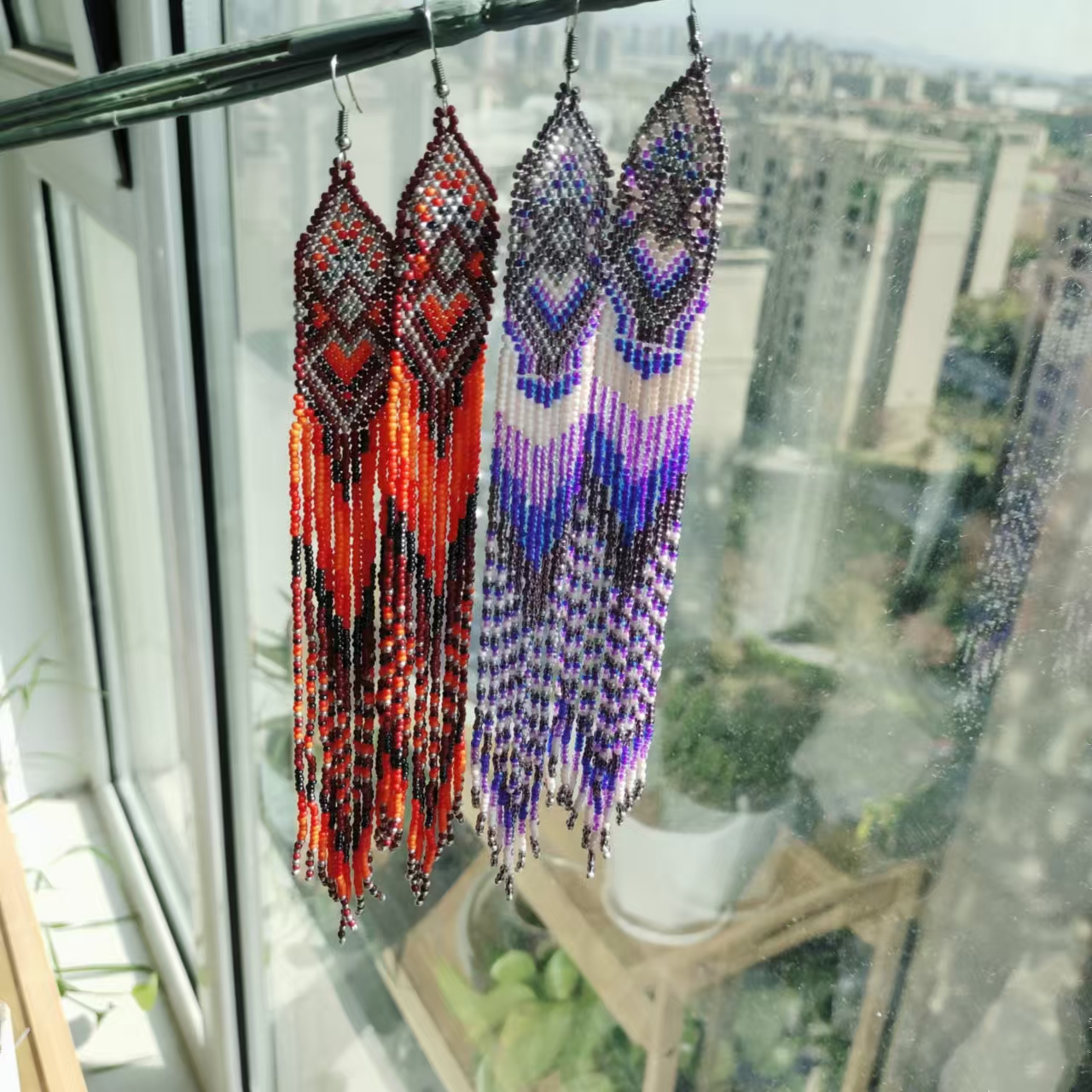 Beaded earrings Tassel Geometr - مراجعة Tassel Earrings Boho وسعره
