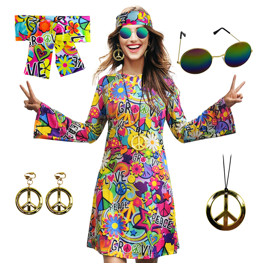 5pcs Set 60s 70s Women Hippie  - مراجعة Women'S Accessories In The 60S وسعره