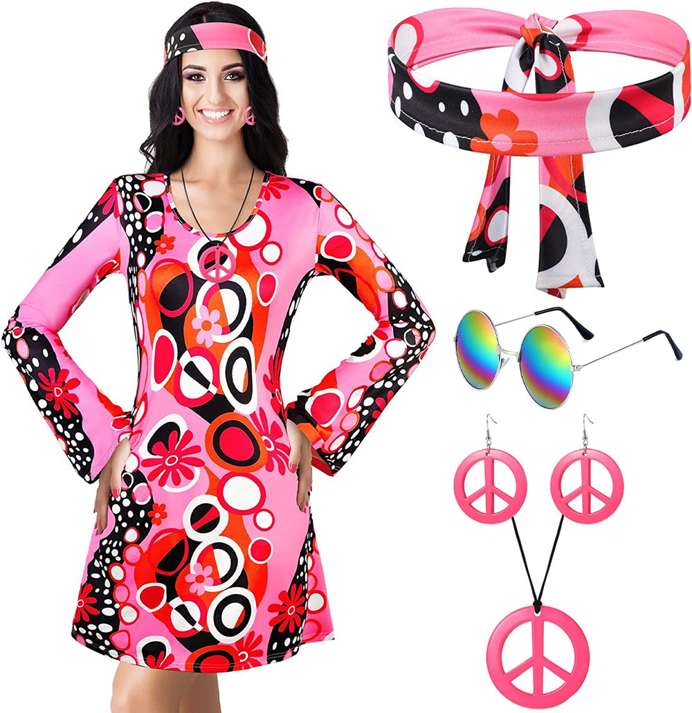 5pcs Set 60s 70s Women Hippie  - مراجعة Women'S Accessories In The 60S وسعره