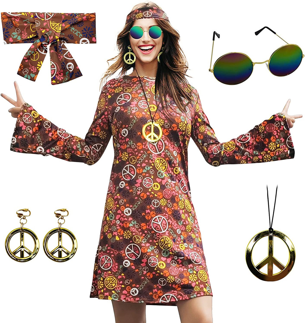 5pcs Set 60s 70s Women Hippie  - مراجعة Women'S Accessories In The 60S وسعره